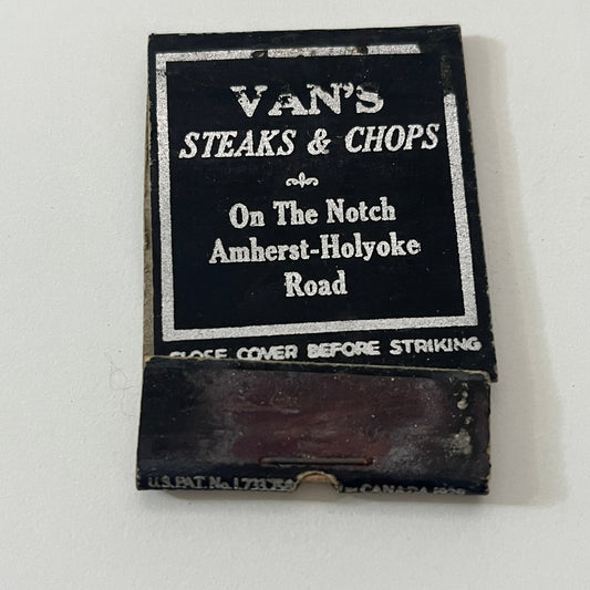 Van's Steaks and Chops On the Notch Amherst-Holyoke Road Matchbook TB8-MB-8
