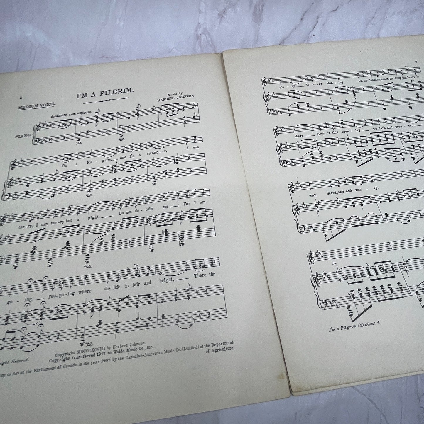 I'm A Pilgrim Sacred Song Herbert Johnson 1902 Sheet Music V15