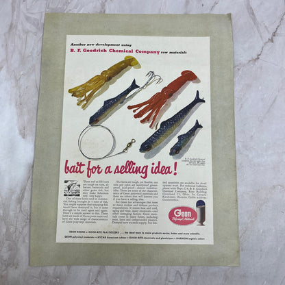 Fishing Lures Geon Polyvinyl Materials Geon Resins 1951 Magazine Ad FL6-10