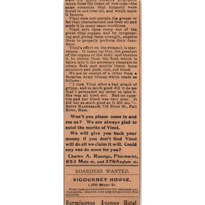 Wm. Wander & Sons Second Hand Pianos Hartford 1901 Newspaper Ad AD8-H3