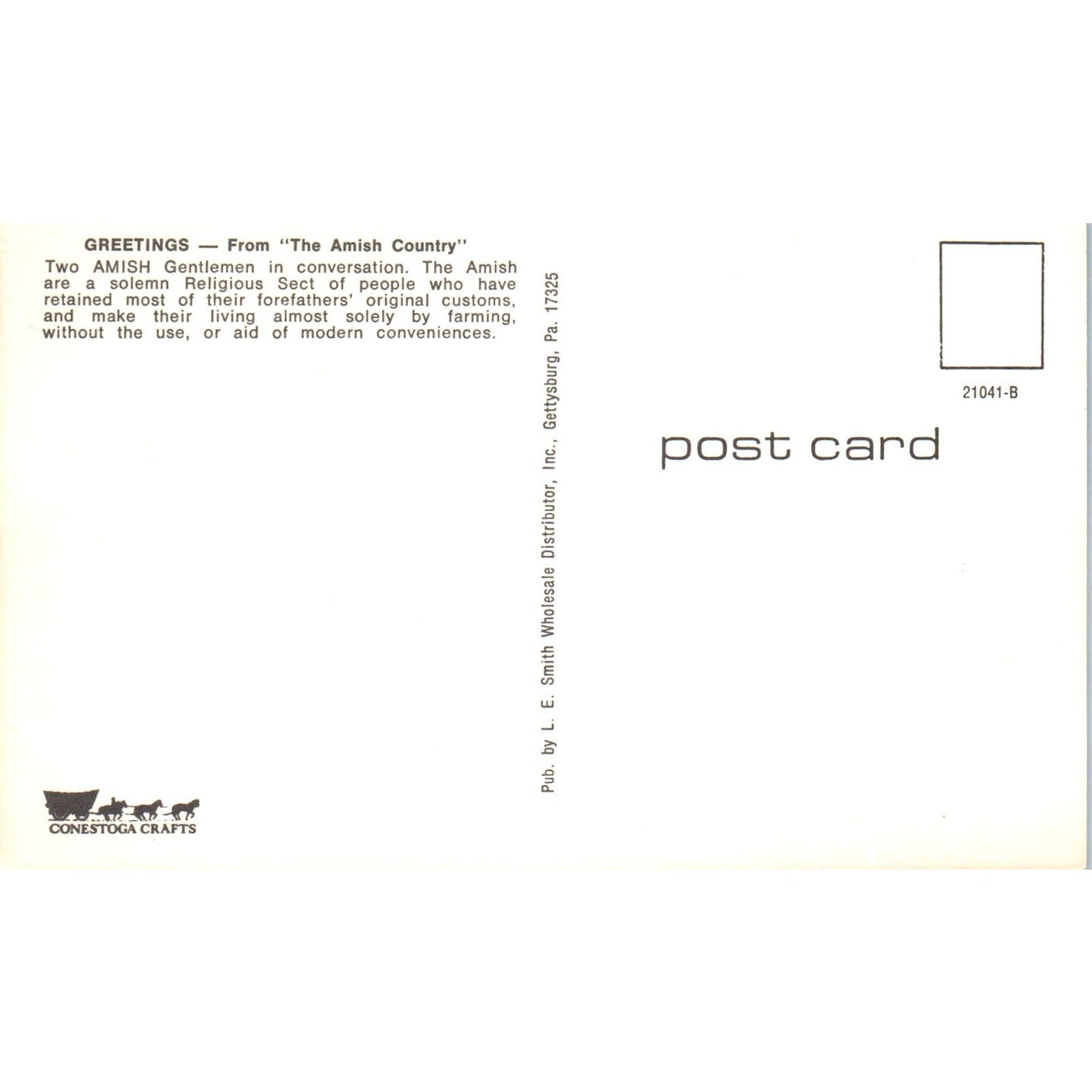 Amish Gentlemen in Conversation Pennsylvania Dutch Country Vintage Postcard PD5