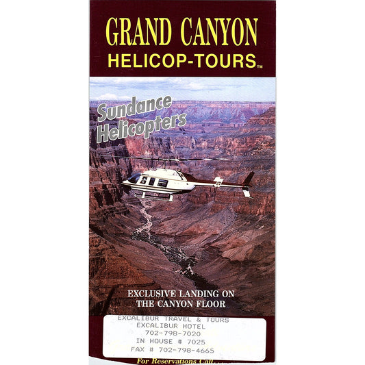 Grand Canyon Sundance Helicop-Tours Vintage Tourist Travel Leaflet TH2-TB1