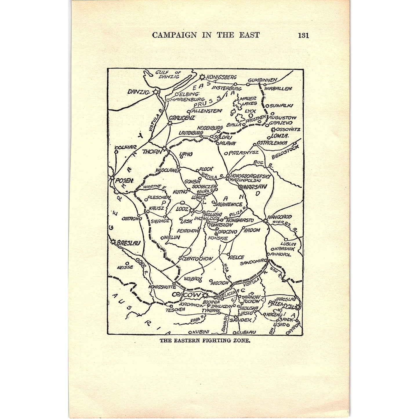 The Eastern Fighting Zone 1919 WWI Map Print AF9-15