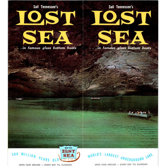 1980s Tennessee's Lost Sea Glass Bottom Boats Underground Lake Brochure TF4-BC