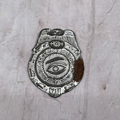 Vintage Tin Private Eye Detective Toy Play Badge SF4