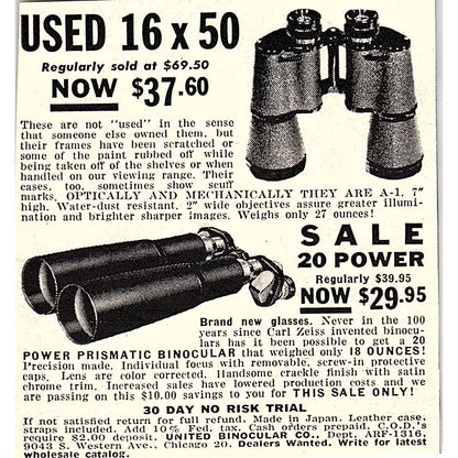 United Binocular Co Chicago IL 1955 Ad AF9-M3