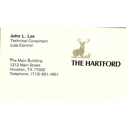 John L Lee The Hartford Houston Vintage Business Card SD9-B6