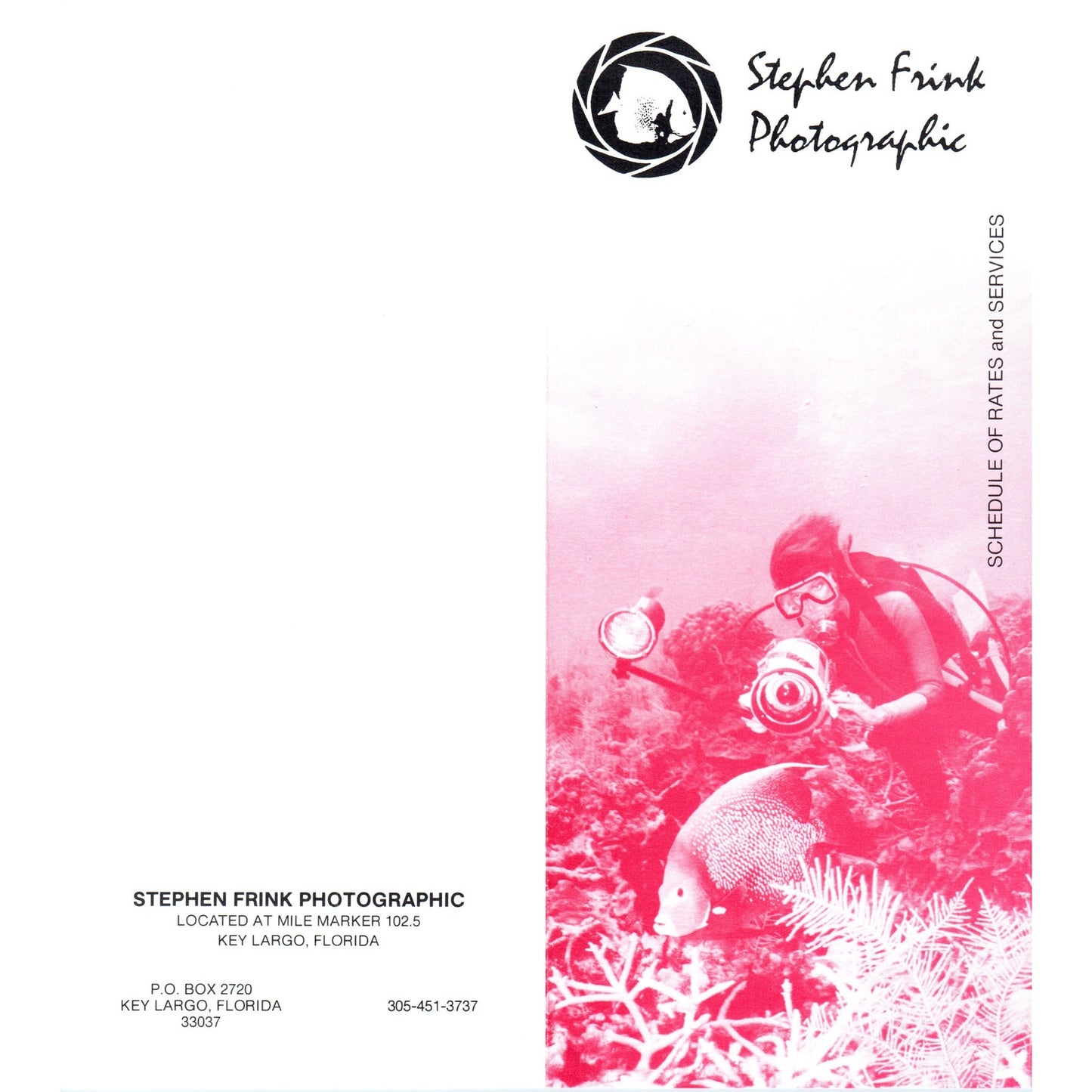 1980s Stephen Frink Photographic Rates & Services Key Largo Brochure TF4-BA