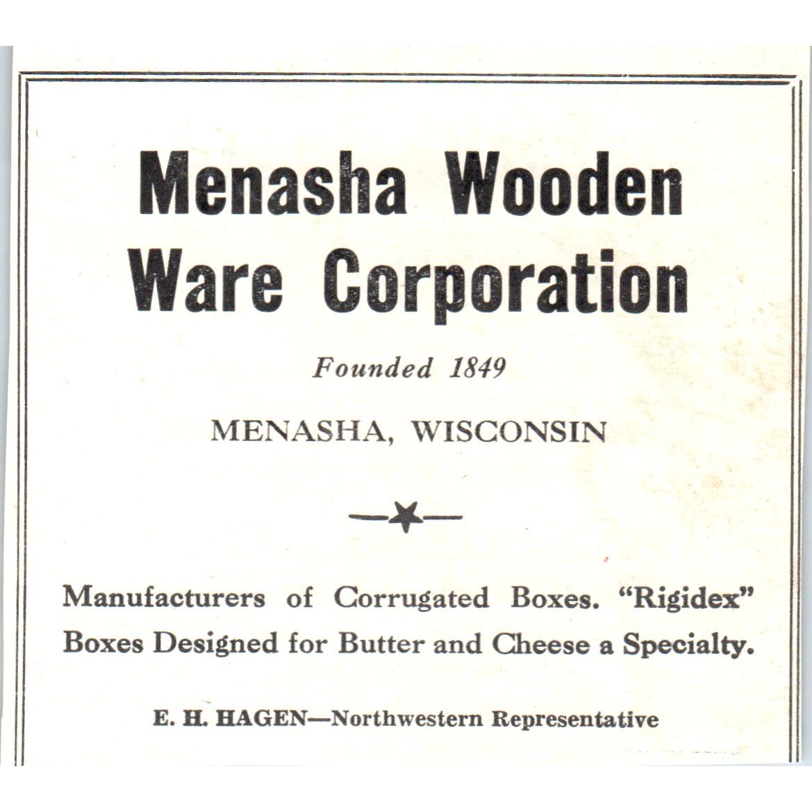 Menasha Wooden Ware E.H. Hagen, Conveyor Specialties Co St. Paul Ad AE9-DC2