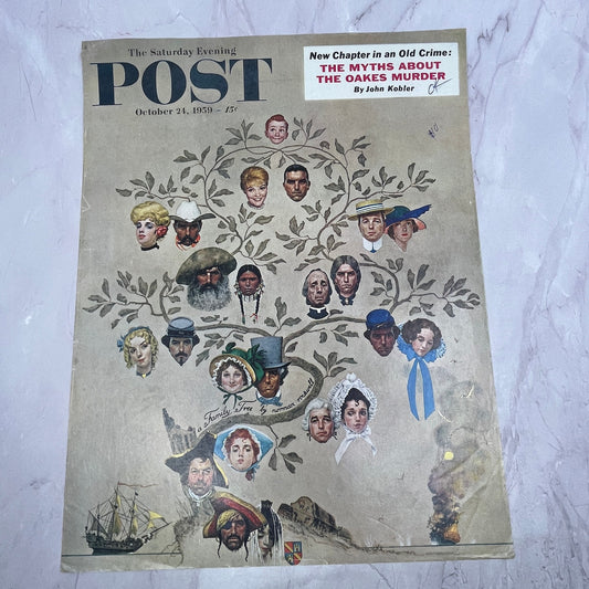 1959 Oct Saturday Evening Post Norman Rockwell Family Tree Cover ONLY 10x13 V17