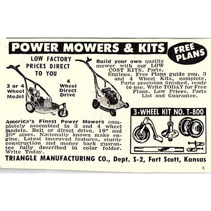 Triangle Mfg Co Power Mowers & Kits Fort Scott Kansas 1955 Ad AF9-S3