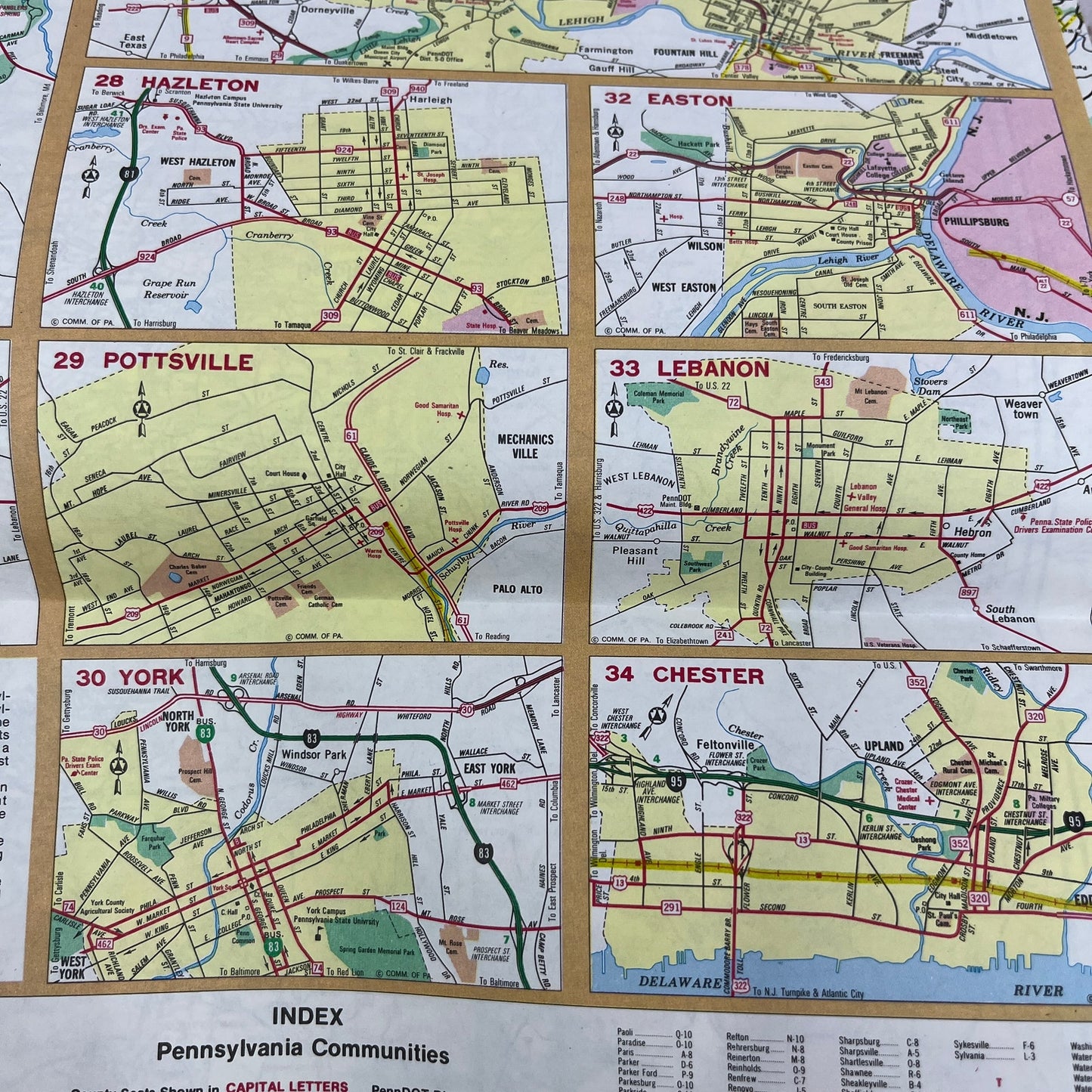 1976 Official Transportation Map Pennsylvania Bicentennial Site L4-2