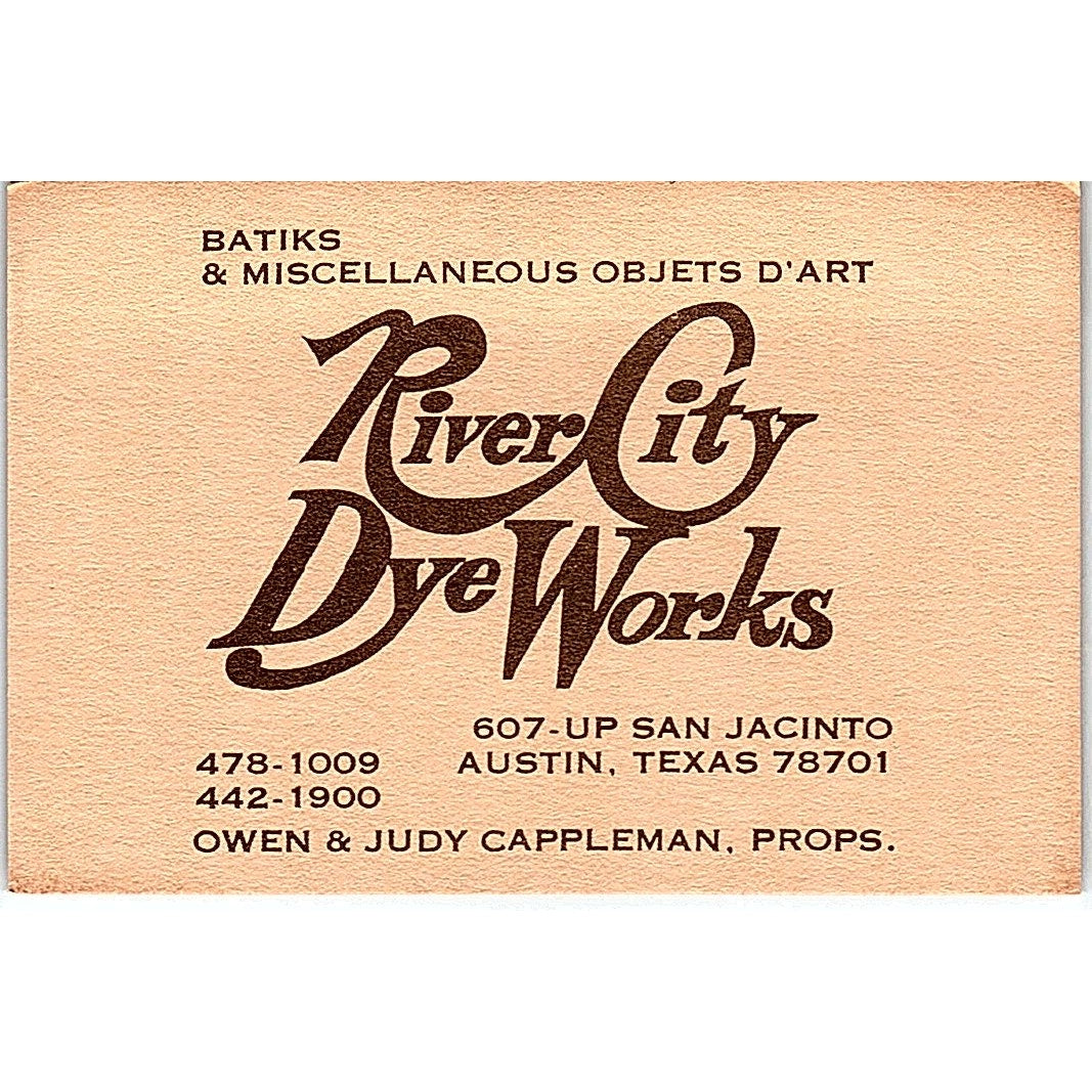 River City Dye Works Owen & Judy Cappleman Austin Vintage Business Card TH2-B1