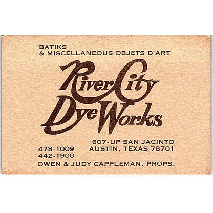 River City Dye Works Owen & Judy Cappleman Austin Vintage Business Card TH2-B1