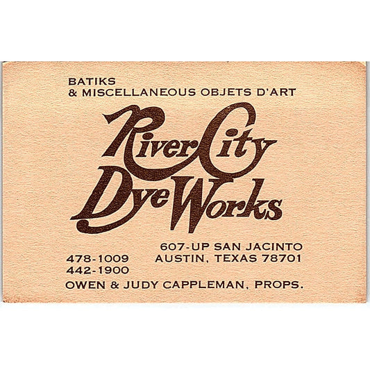 River City Dye Works Owen & Judy Cappleman Austin Vintage Business Card TH2-B1