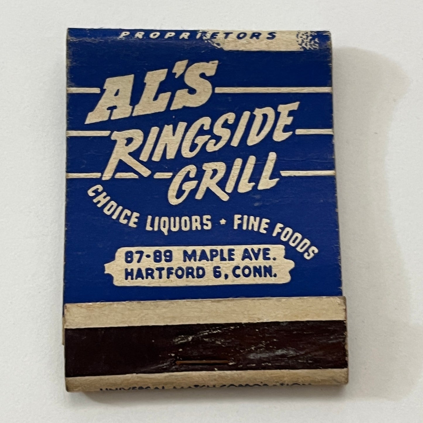 Al's Ringside Grill Hartford CT Vintage Matchbook Cover TB8-MB2-10