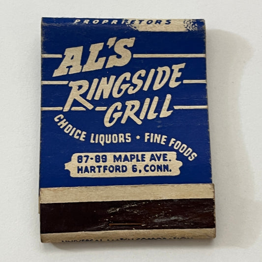 Al's Ringside Grill Hartford CT Vintage Matchbook Cover TB8-MB2-10