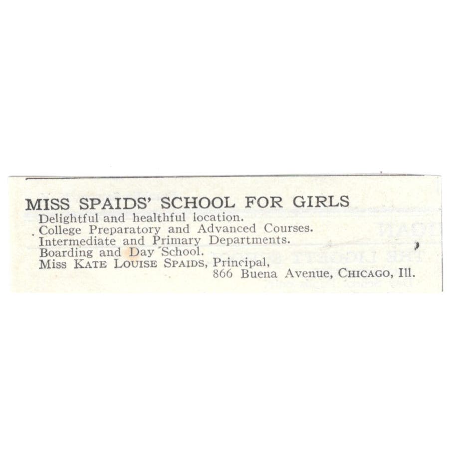 Miss Spaids School for Girls Chicago c1918 Original Advertisement AE5-SA4