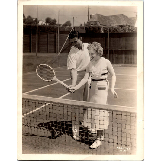 Vintage Arthur Park Instructs Margaret Perry Tennis Press Photo AJ9-1