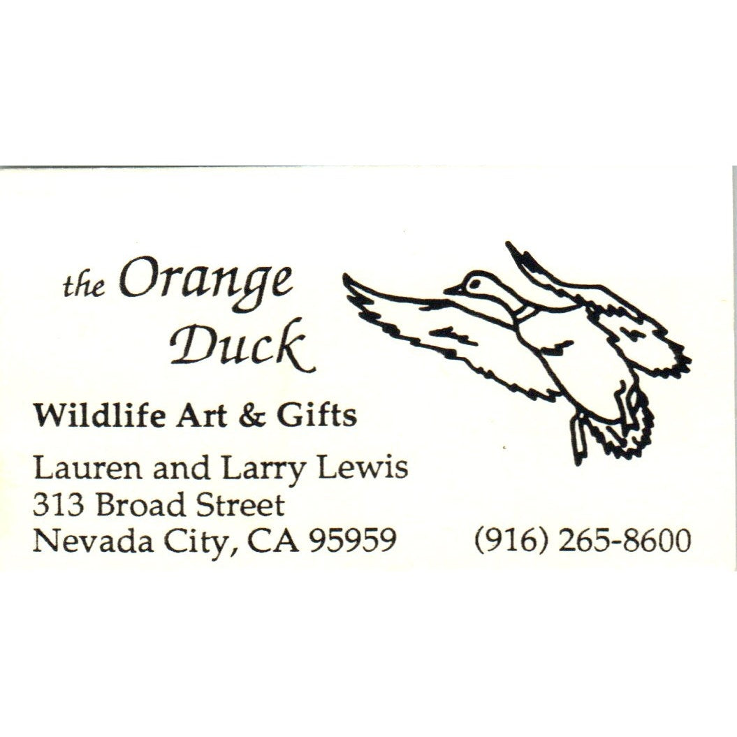 The Orange Duck Art Lauren & Larry Lewis Nevada City Business Card SD8-B19