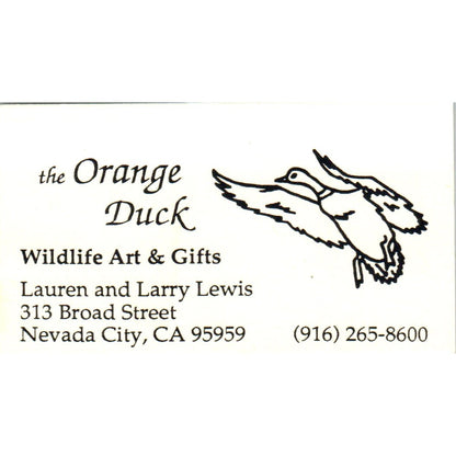 The Orange Duck Art Lauren & Larry Lewis Nevada City Business Card SD8-B19