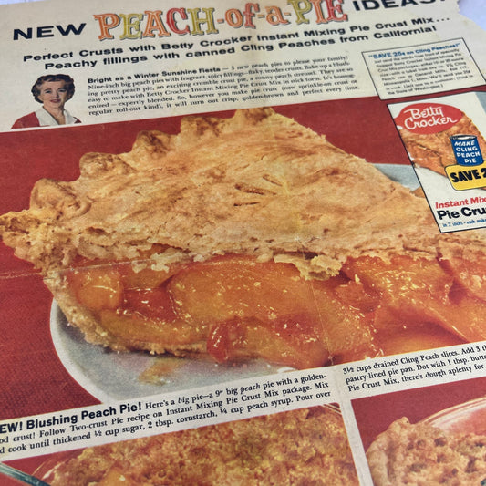1959 Betty Crocker Peach Pie Recipe 10x13 Magazine Advertisement FL6-7