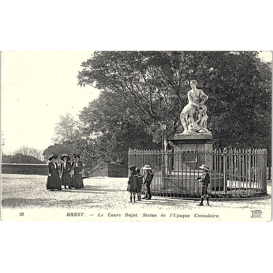 Brest Le Cours Dajot Statue de l'Époque Consulaire French Antique Postcard PE13