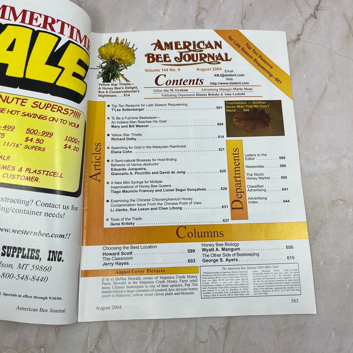 2004 August American Bee Journal Magazine Bees Beekeeping Honey M7