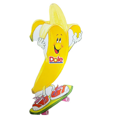 Original 1992 Dole Bobby Banana Two Sided Advertising Store Display Sign 12x26"
