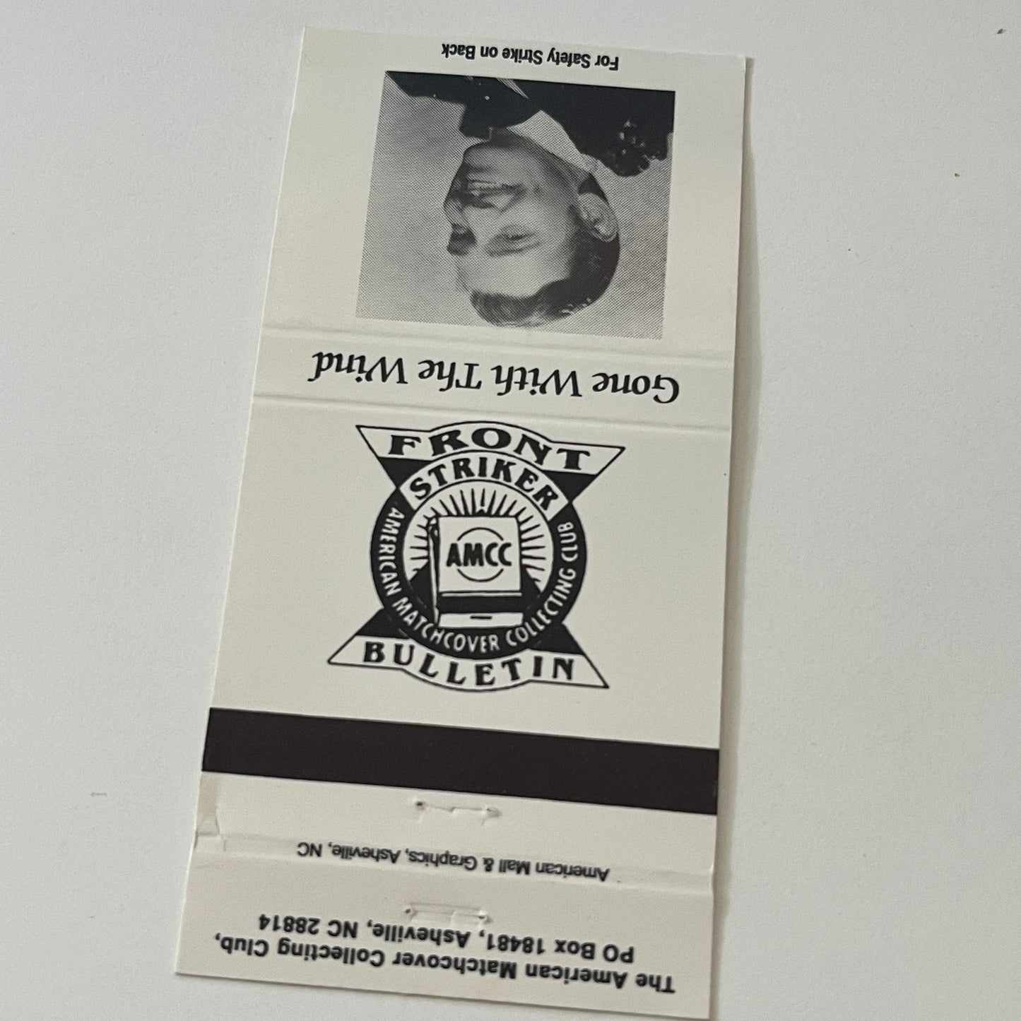 Front Striker Bulletin AMCC Gone With The Wind Vintage Matchbook Cover TB6-MB2-6