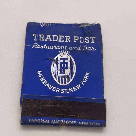 Trader Post Restaurant 66 Beaver St NY Vintage Matchbook Cover TB8-MB2-4
