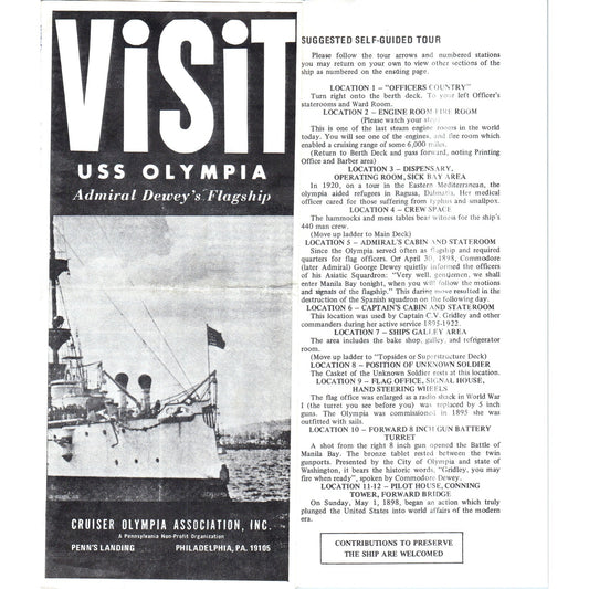 1970s Visit USS Olympia Admiral Dewey's Flagship Philadelphia Brochure TF4-BB