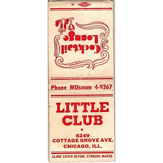 Little Club Cocktail Lounge Cottage Grove Ave Chicago Vtg Matchbook Cover SC7-Y7