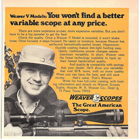 Weaver Scopes - The Great American Scope El Paso TX 1977 Ad AF6-5