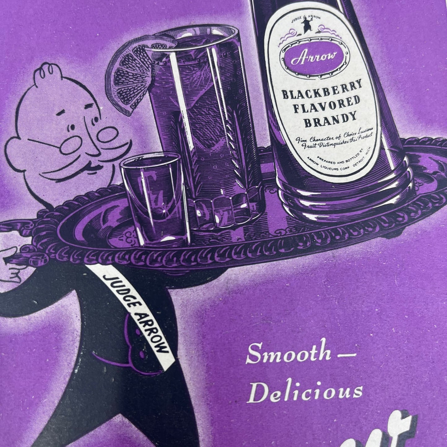 Arrow Blackberry Brandy Detroit MI 4.5x12 Vintage Magazine Advertisement FL6-6