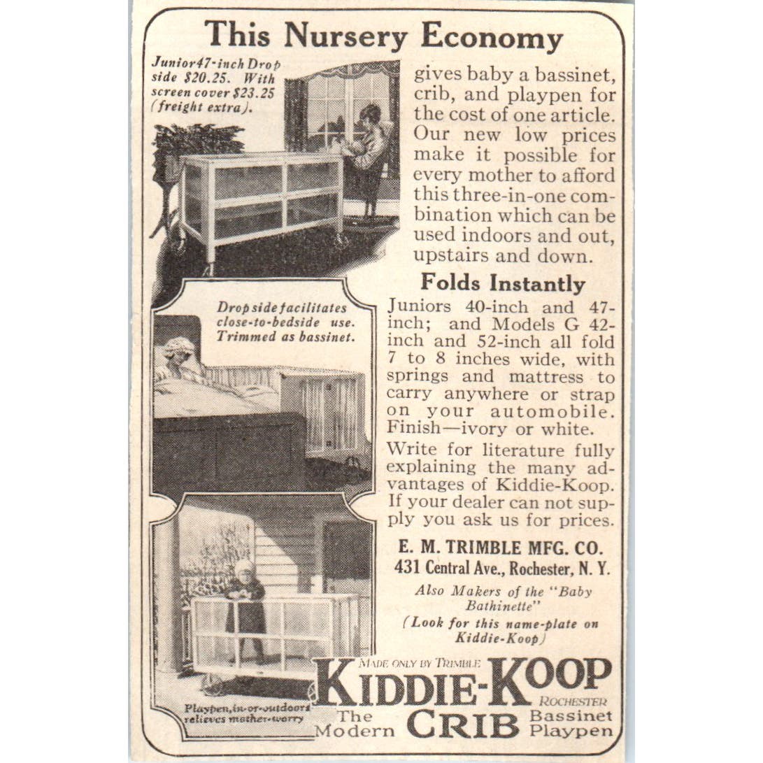 Kiddie-Koop Crib Bassinet Playpen E.M. Trimble Mfg Co 1924 Magazine Ad AF7-LJ1