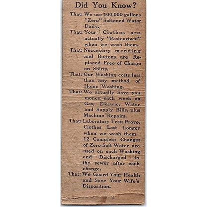 Fort Wayne's Biggest Washwoman Slick's Family Washing Co Matchbook Cover SF3-Y9