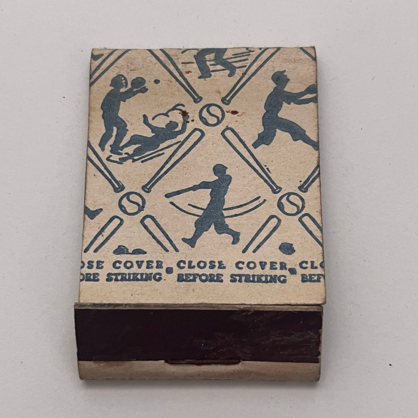Baseball Players Silhouette Lion Match Co Vintage Matchbook Cover TB8-MB-1