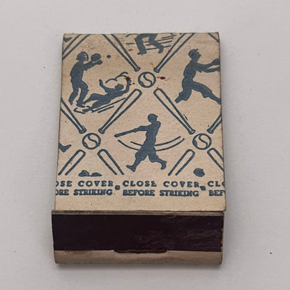 Baseball Players Silhouette Lion Match Co Vintage Matchbook Cover TB8-MB-1