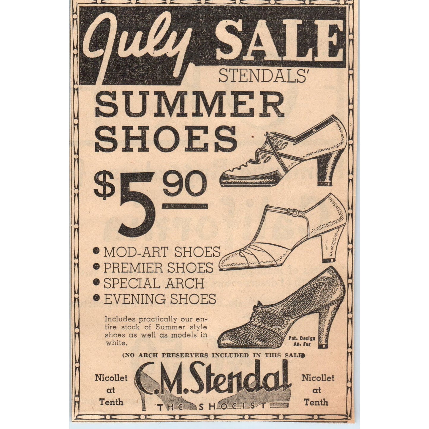 C.M. Stendal Shoes Nicollet 1935 Minneapolis Journal Advertisement AE7-N2