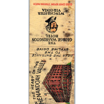The George Washington Hotel Winchester VA Vintage Matchbook Cover SD2-Y9