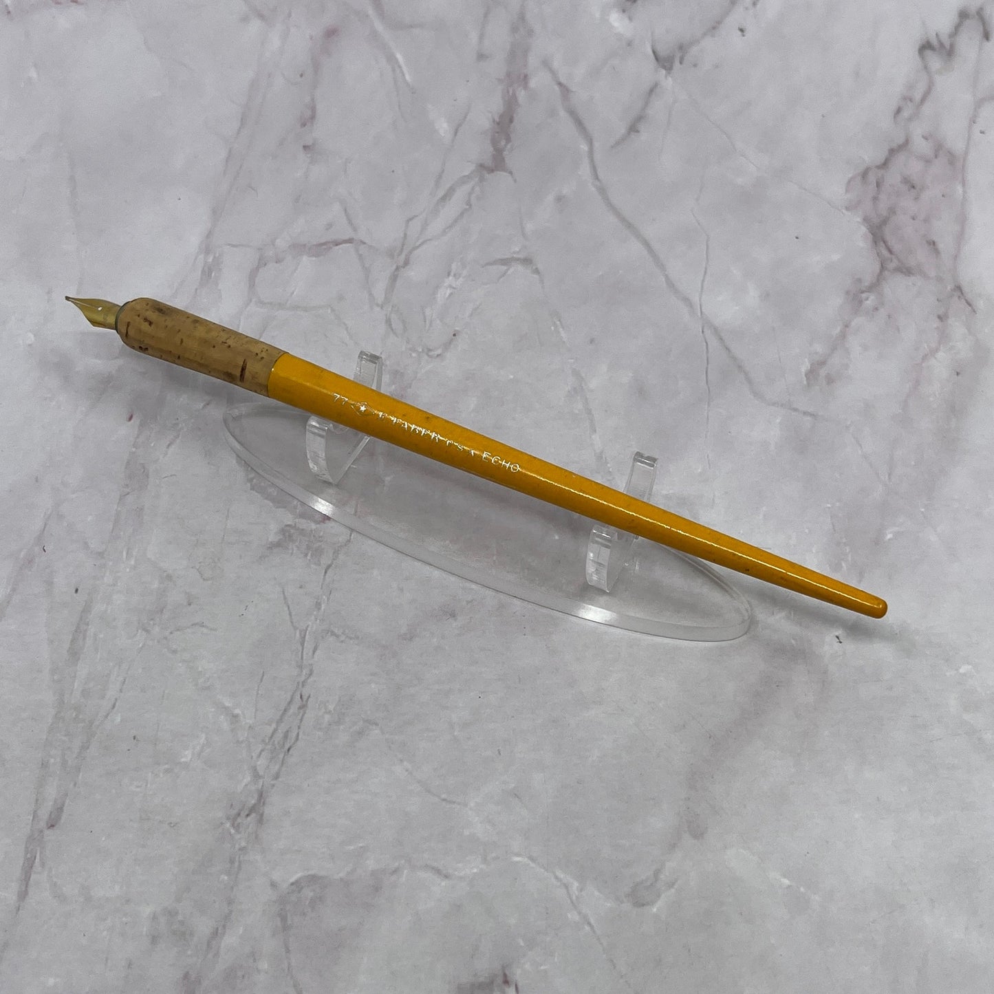 E. Faber 77 Echo Yellow USA Wood Vintage Fountain Dip Pen w/ Nib TC5-DP-7