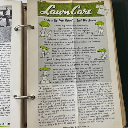 1950-1958 Scotts Lawn Care Book - O. M. Scott & Sons Marysville Ohio TK3