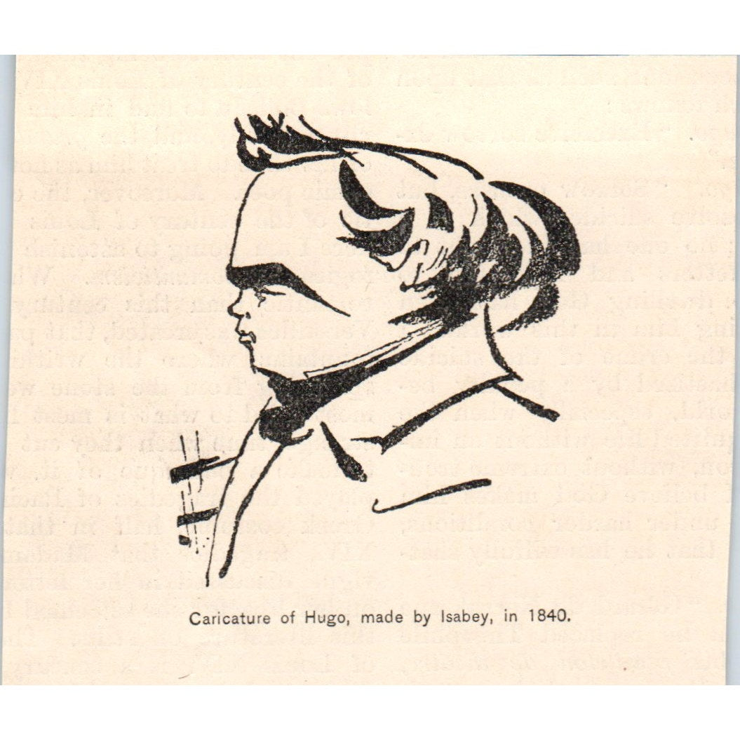 1840 Caricature of Victor Hugo by Isabey Print 1892 Magazine Ad AK5-H8