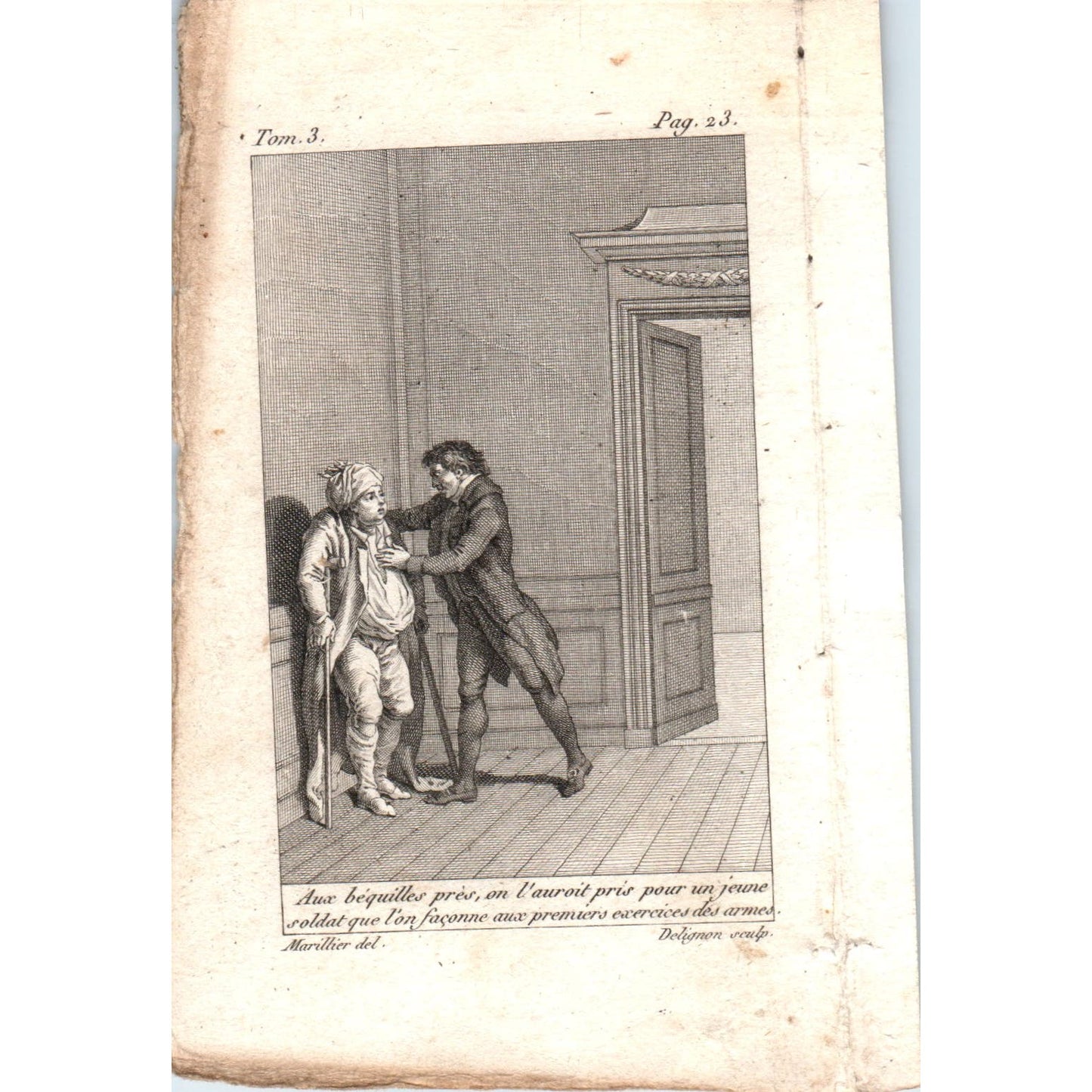 c1780 Original French Engraving Plate Marillier del. Delignon sculpture AE5-FE