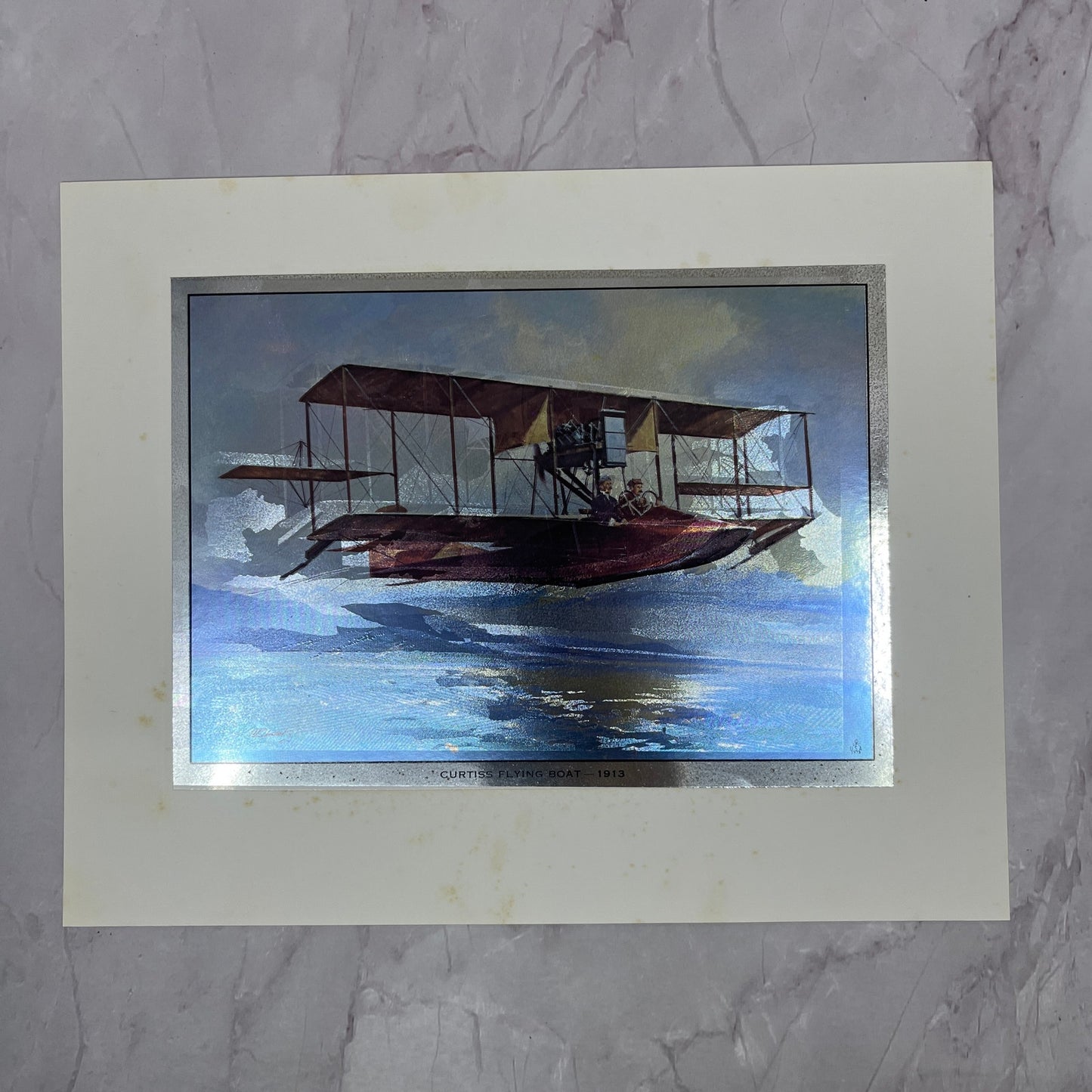 Curtiss Flying Boat 1913 Airplane Vintage Chromatic Foil Etch 8x10" V18