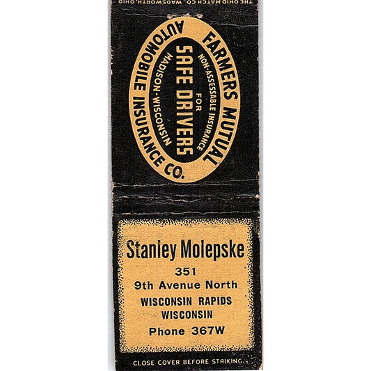 Stanley Molepske Wisconsin Rapids WI Vintage Matchbook Cover SF3-Y5