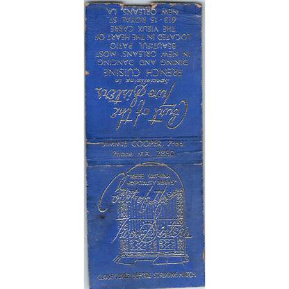 Court of the Two Sisters Jimmie Cooper New Orleans LA Vintage Matchbook SD2-Y5