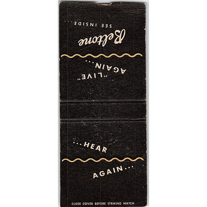 Beltone Hearing Aid Co Chicago Vintage Matchbook Cover SC7-Y9