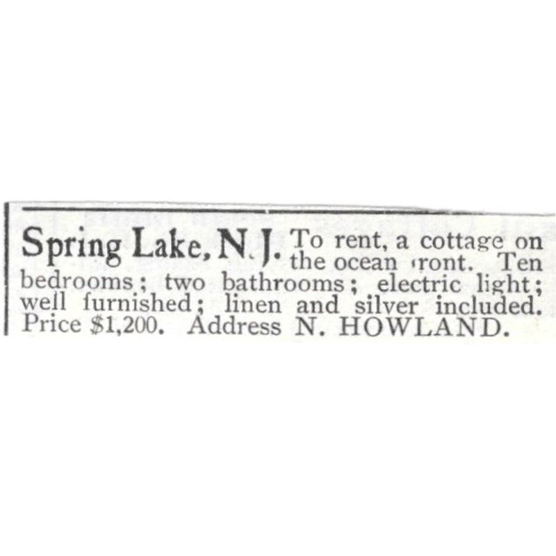Spring Lake NJ Cottage A. Howland c1918 Original Advertisement AE5-SV2